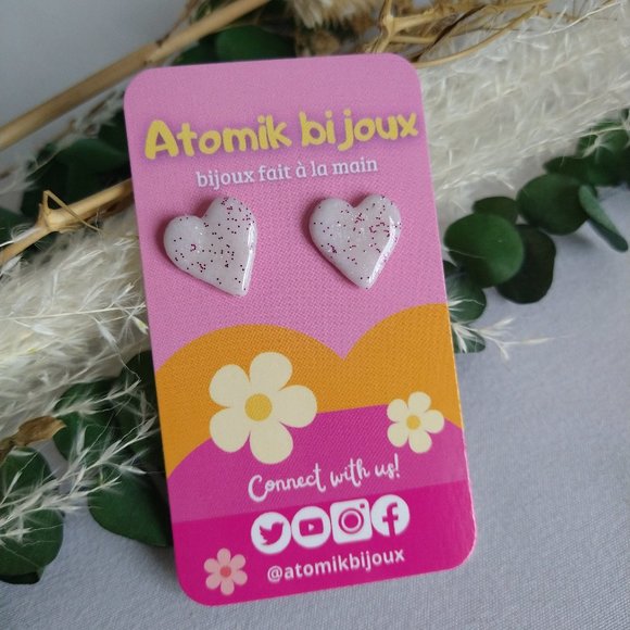 Handmade white polymer clay earrings. Boucles d'oreilles fait à la main - Picture 1 of 7